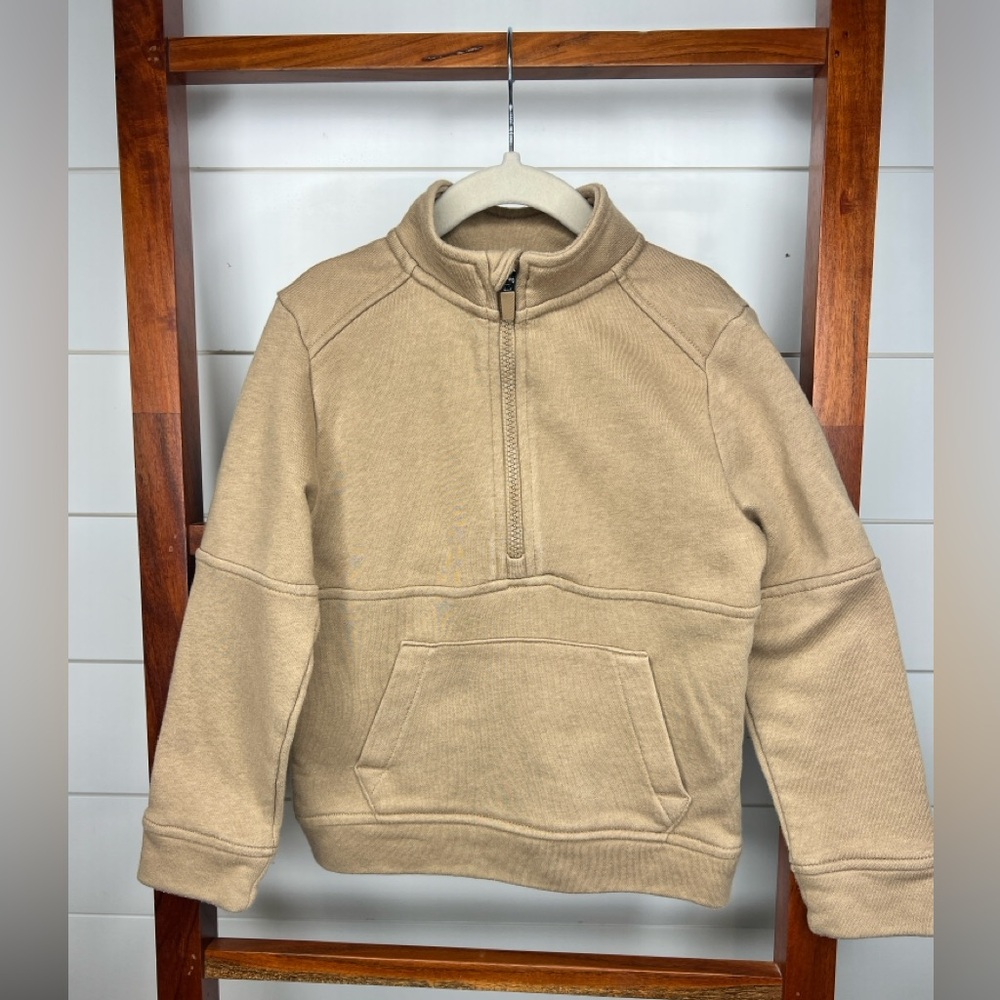 Boys Tan, 5T, Quarter Zip, light-weight sweatshirt